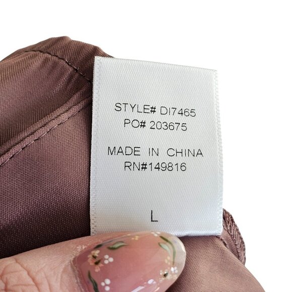 LBLC The Label Taylor Dress Satin Soft Mauve T-Shirt Wrap Dress Sz L - Picture 14 of 14